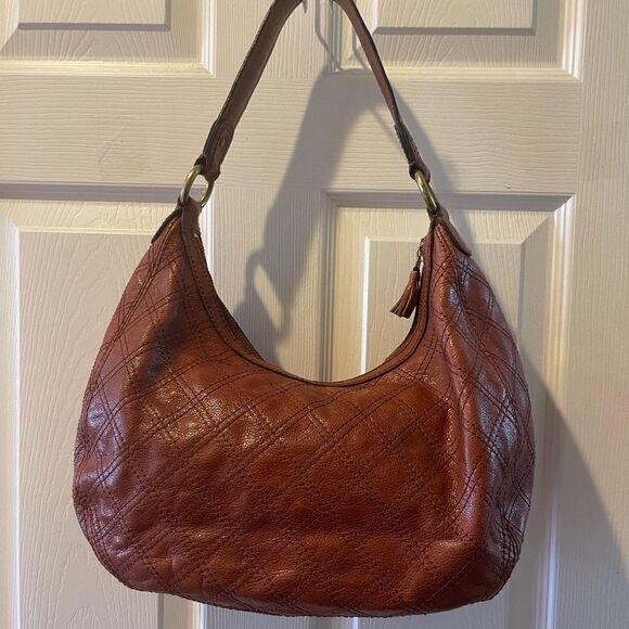 Antonio Melani Hobo Medium leather tan with geometric stitch accent. - Picture 2 of 15